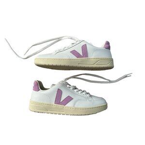 Veja V-12 Leather Sneaker Shoes White / Orchid ( 8 )